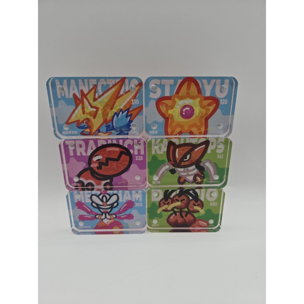 Pokemon Fan Art Acrylic Magnet Blocks Lot Of 6 Staryu Manetric Medicham Kabutops